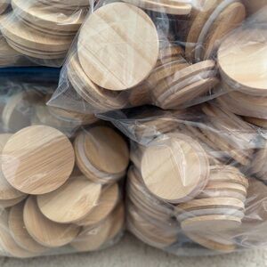 NEW, NEVER USED -Candle Jar Lids for candle making - Wood